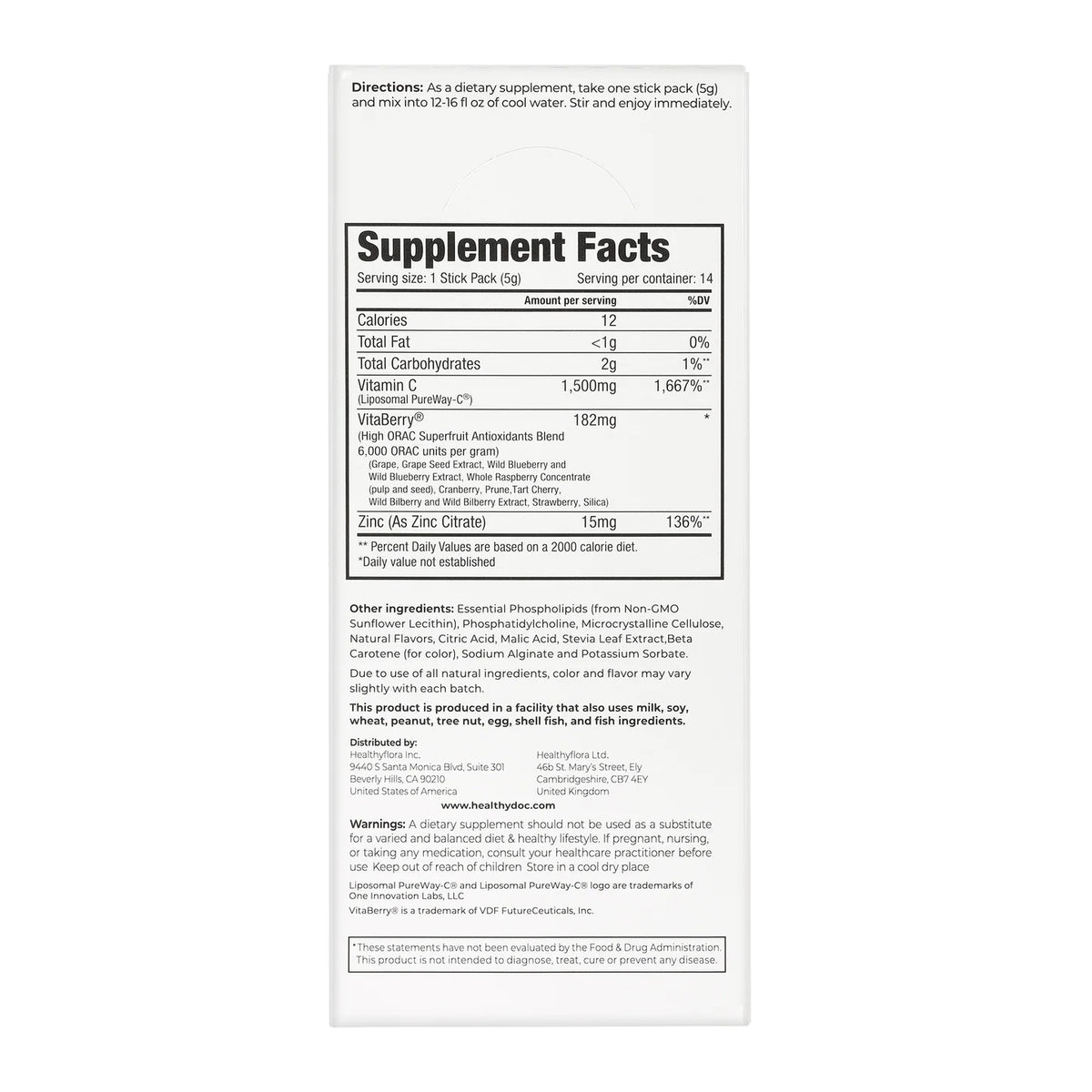 Super Vitamin C Cocktail - 14 sachets in a box - Dr. Nigma Talib