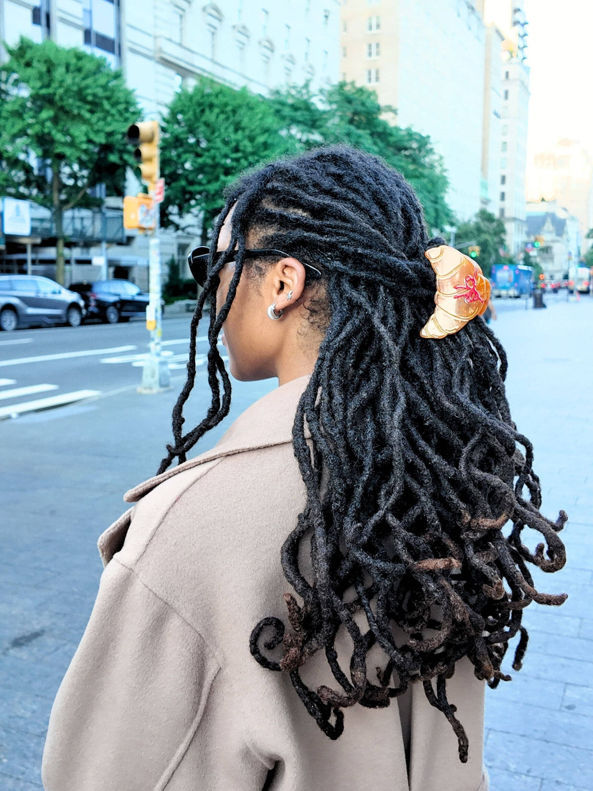 Hand-Painted Bow Croissant Claw Hair Clip | Eco-Friendly
