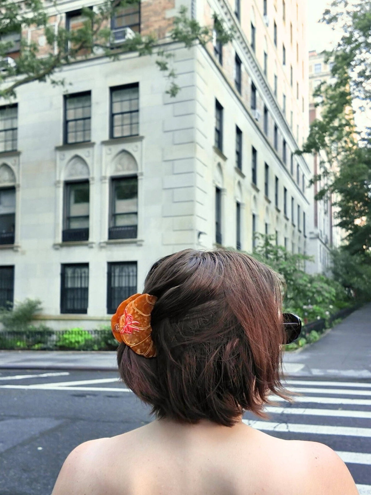 Hand-Painted Bow Croissant Claw Hair Clip | Eco-Friendly - Solar Eclipse