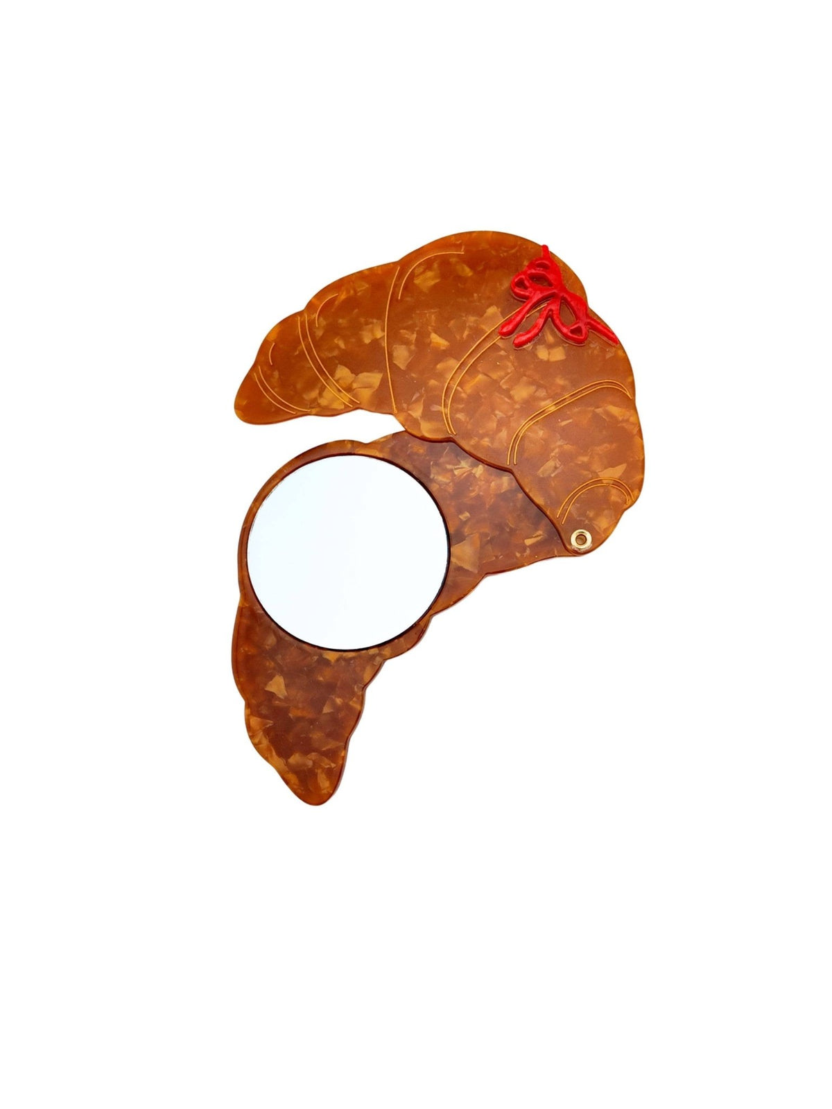 Hand-painted Bow Croissant Compact Mirror | Eco-Friendly - Solar Eclipse