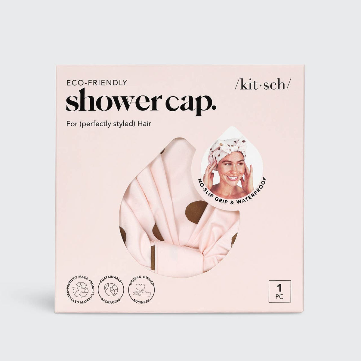 Luxury Shower Cap - Blush Dot - Thirteen LuneHaircare < ToolsKITSCHKIT-LSC-BD-50933Luxury Shower Cap - Blush Dot