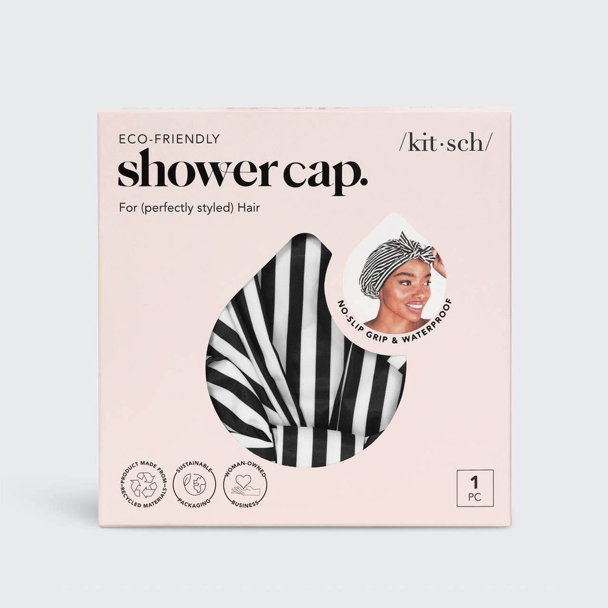 Luxury Shower Cap - Stripes - Thirteen LuneHaircare < ToolsKITSCHKIT-LSC-ST-50932Luxury Shower Cap - Stripes
