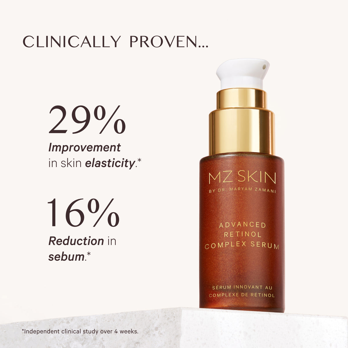 The Advanced Retinol Complex Serum utilises a triple dose of Retinol concentrate to support cell turnover and renewal to promote a smooth, even skin tone.