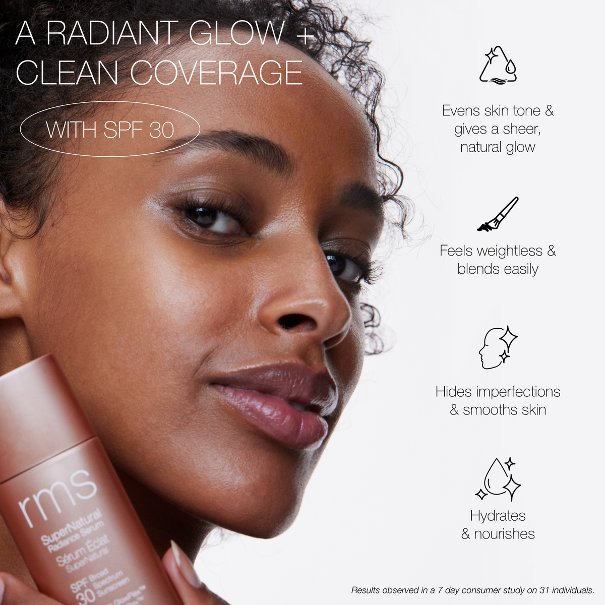 A tinted, mineral sunscreen serum with SPF 30 broad spectrum protection in a lightweight formula that helps to even skin tone, correct imperfections, and boost radiance.