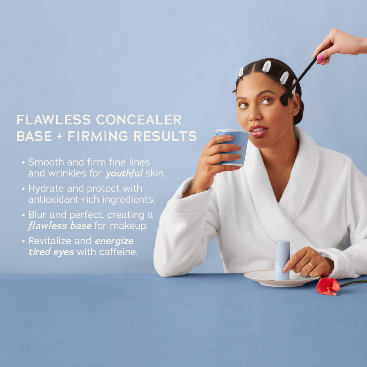 An energizing eye cream with caffeine, peptides, and squalane that reduces puffiness and firms tired skin.
