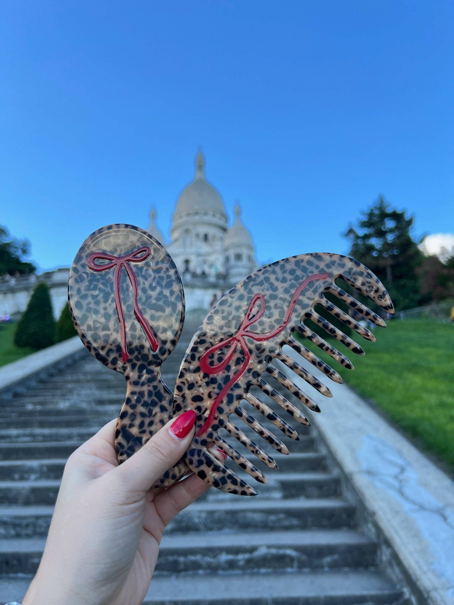 Hand-painted Leopard Bow Handbag Hero Brush | Eco-Friendly