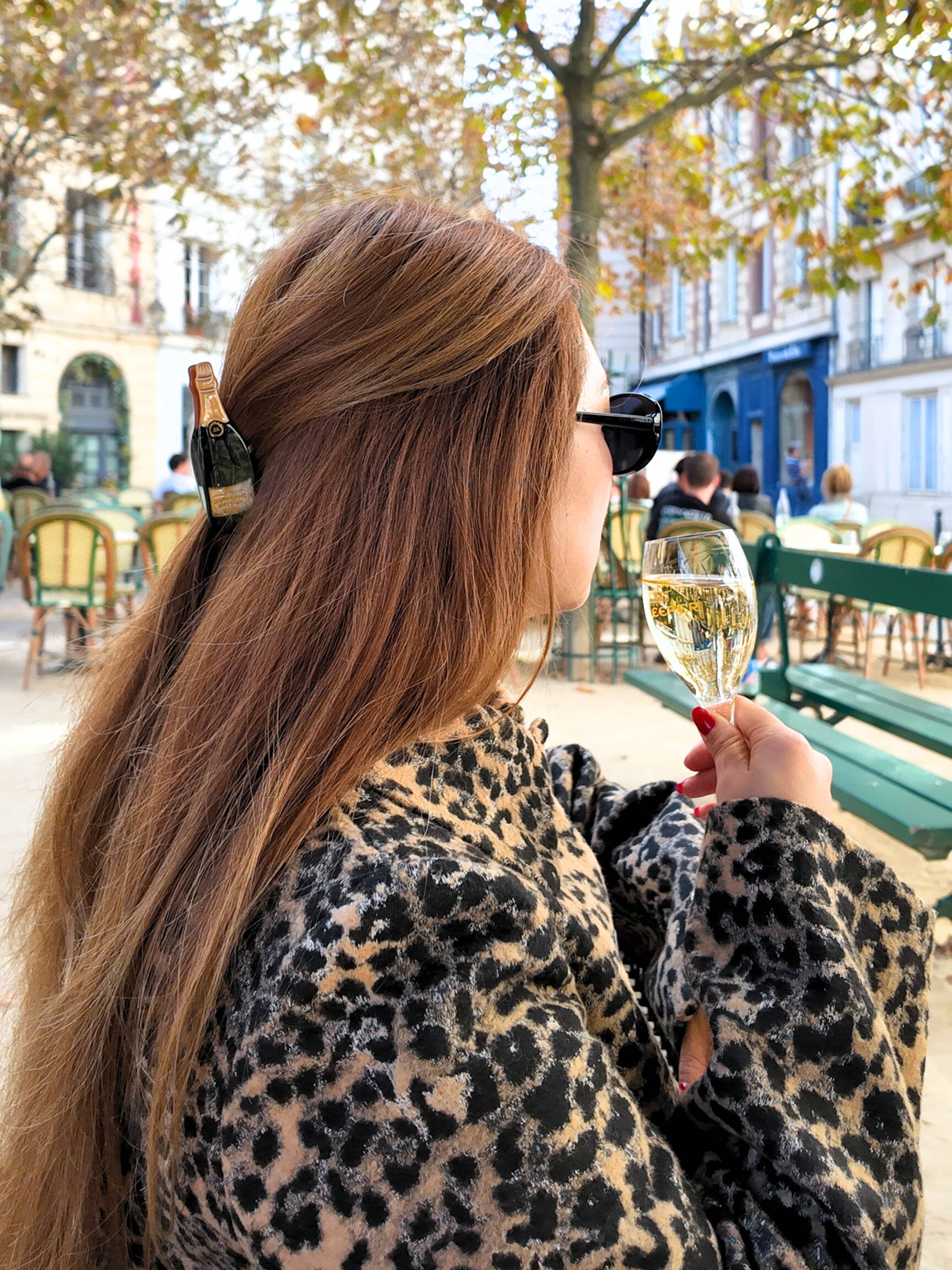 Hand-painted Champagne Claw Hair Clip | Eco-Friendly