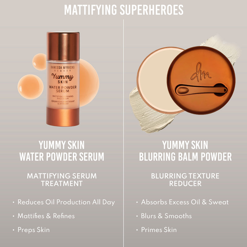 A water-to-powder mattifying serum that primes, controls shine, and refines with a unique blend of 7 potent ingredients.