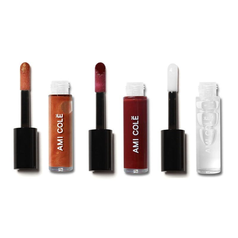 Ami Colé’s award-winning lip oil, now in a holiday-exclusive kit containing three shades.