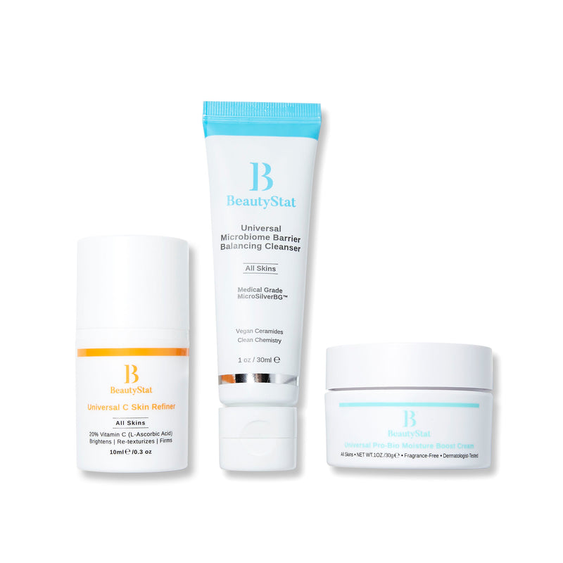 Discover your most radiant, even-toned complexion with this travel-ready three step routine.