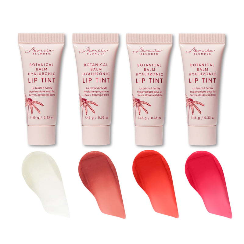 A tinted lip balm that delivers a sheer and hydrating hint of color. That is now in a holiday-exclusive kit containing all four shades.