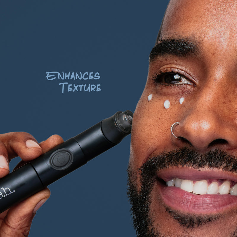 A tool exclusively designed to promote the benefits of Buttah's Awakening Eye Cream through sonic vibrations.