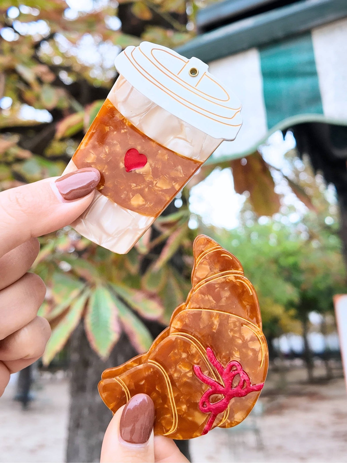 Hand-painted Bow Croissant Compact Mirror | Eco-Friendly - Solar Eclipse