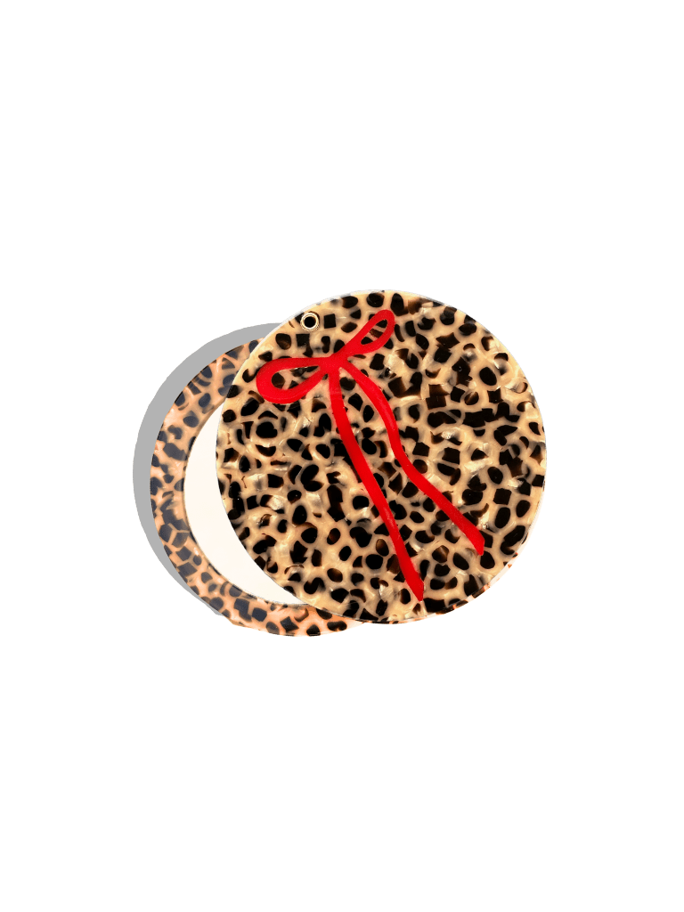 Hand-painted Leopard Bow Compact Mirror | Eco-Friendly - Solar Eclipse