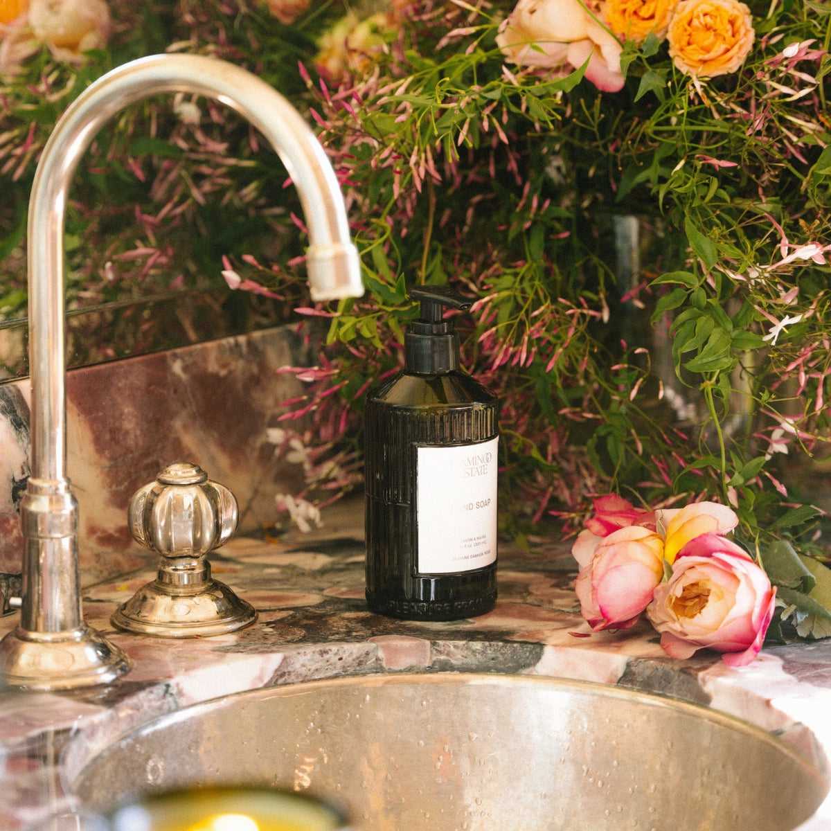 Jasmine Damask Rose Glass Hand Soap - Thirteen LuneFlamingo EstateJasmine Damask Rose Glass Hand Soap