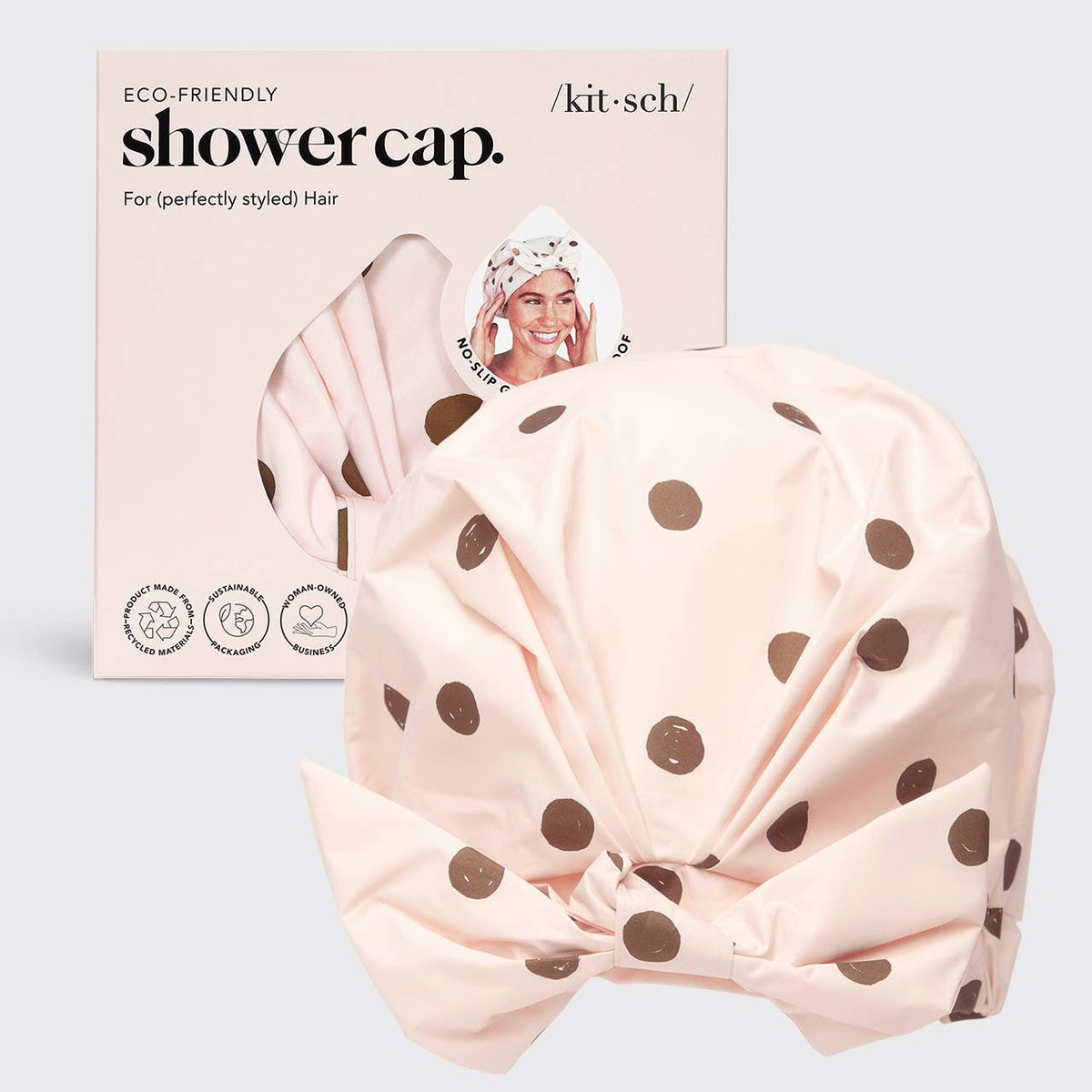 Luxury Shower Cap - Blush Dot - Thirteen LuneHaircare < ToolsKITSCHKIT-LSC-BD-50933Luxury Shower Cap - Blush Dot