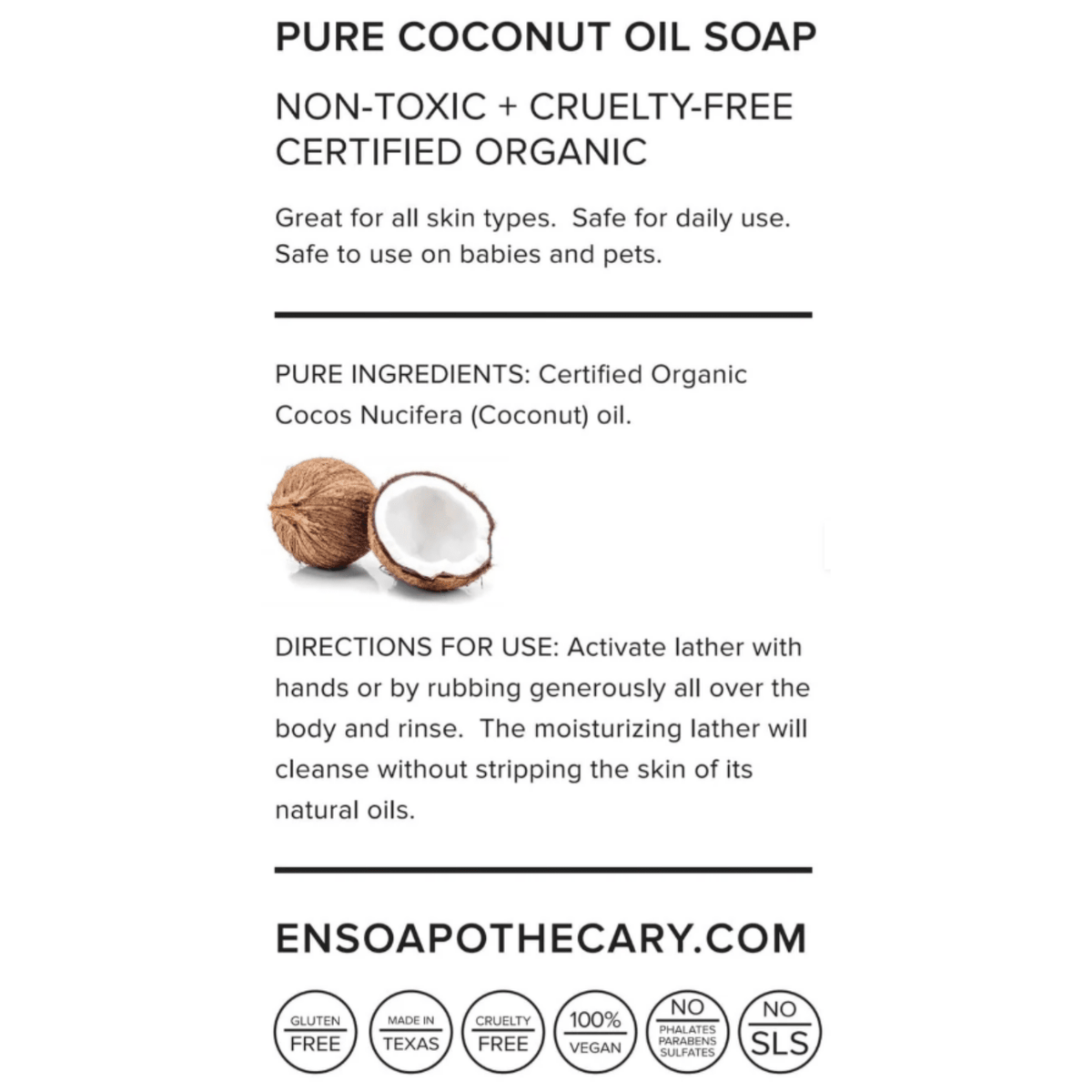 No 6 Pure Coconut Massage Body Bar - Thirteen LuneBath & Body < Bath & Shower < Body Wash & CleansersEnsō ApothecaryENSAPO-20473-PUR5 ozNo 6 Pure Coconut Massage Body Bar