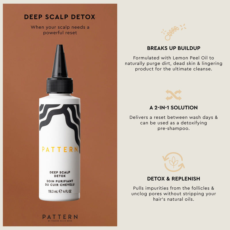A 2-in-1 serum that delivers a reset between wash days and can be used as a detoxifying pre-shampoo rinse.