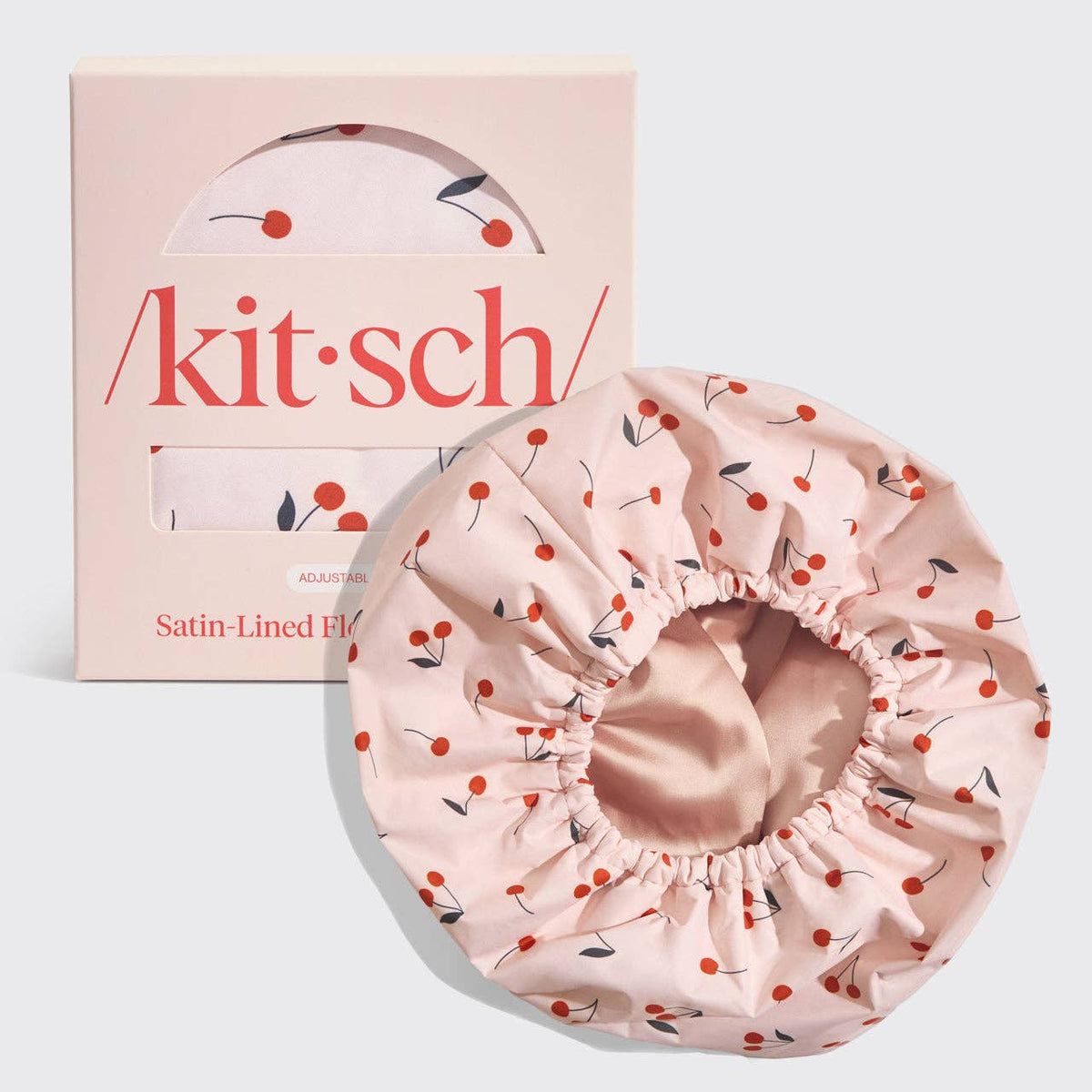 Satin-Lined Flexi Shower Cap - Cherry Print - Thirteen LuneHaircare < ToolsKITSCHSLF-SC-CHP-50934Satin-Lined Flexi Shower Cap - Cherry Print