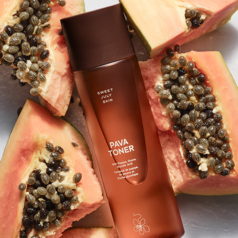 A gentle face toner with a blend of glycolic acid, papaya, and guava to resurface and dissolve dead skin cells for a smoother and softer appearance.