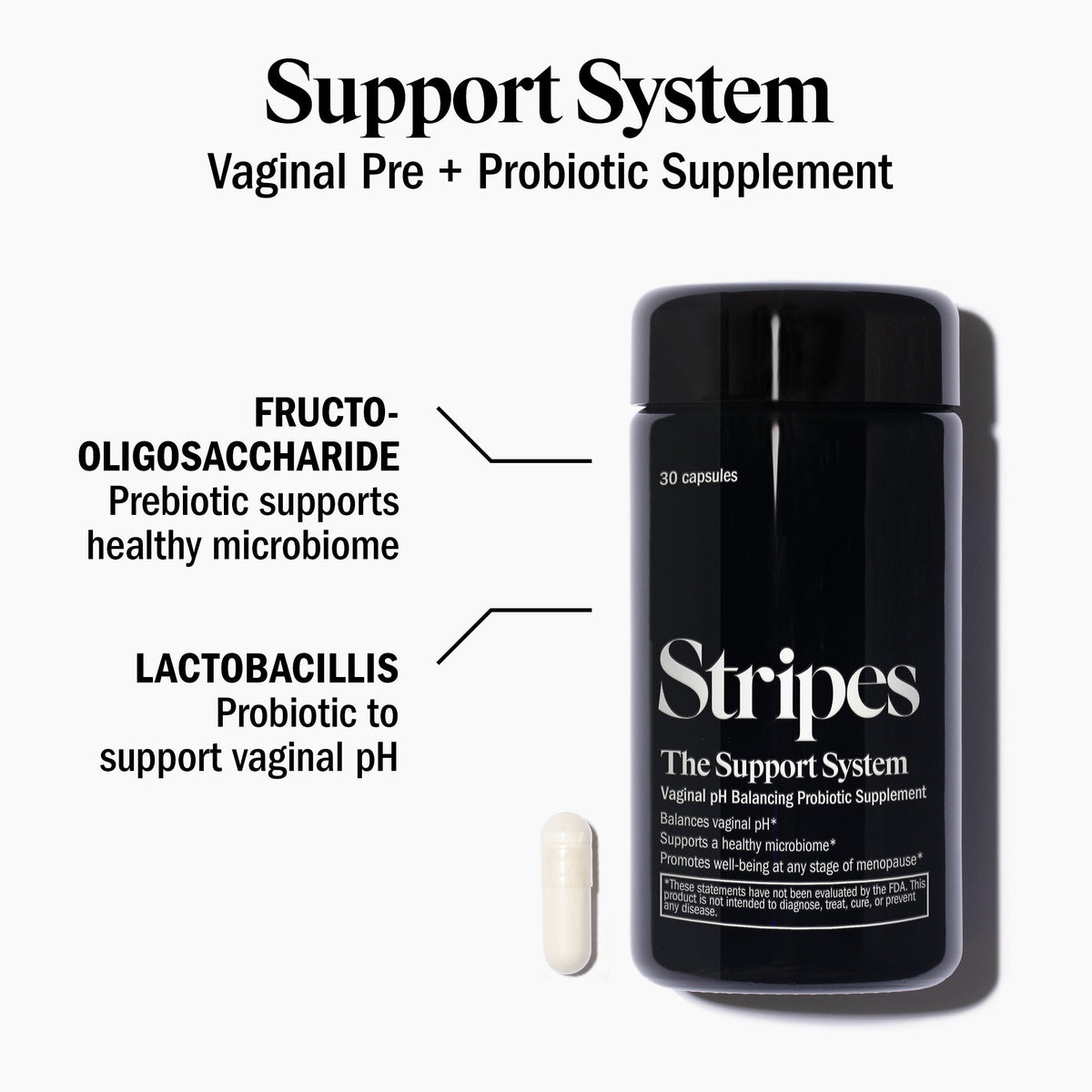The Support System - Vaginal Pre + Probiotic Supplement - Stripes