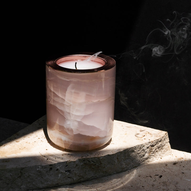 Pink Onyx Marble Candle: Paloma
