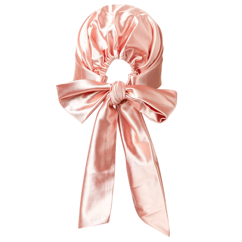 A satin headscarf that can be worn during the day and night that helps to protect hair from breakage, frizz, and tangles.