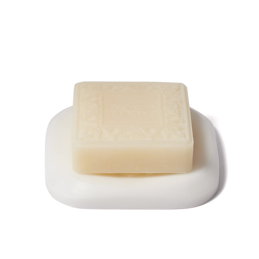 White Marble Plate with Orange Blossom Hand Soap
